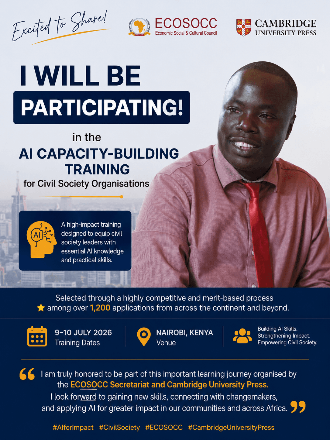 AI CAPACITY - BUILDING TRAINING  BY ECOSOCC & CAMBRIDGE UNIVERSITY PRESS 